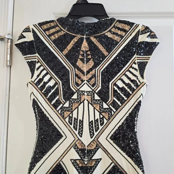 Express Geometric Sequin Bodycon Dress - Aztec, Gatsby, 20's, Holiday Party - Picture 8 of 11
